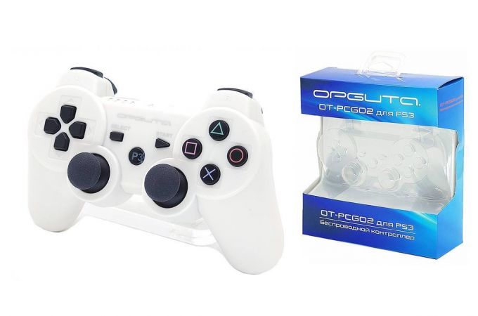 Геймпад беспроводной для Sony PlayStation 3 Орбита OT-PCG02 (Белый, Bluetooth)