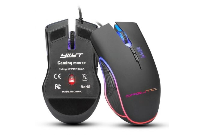 Мышь проводная оптическая Орбита OT-PCM65 RGB (USB, 3200 dpi, 7 кнопок) (черный)