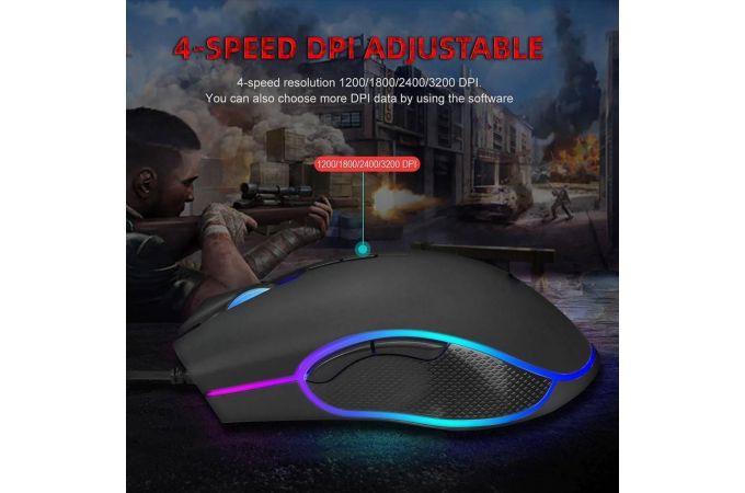 Мышь проводная оптическая Орбита OT-PCM65 RGB (USB, 3200 dpi, 7 кнопок) (черный)