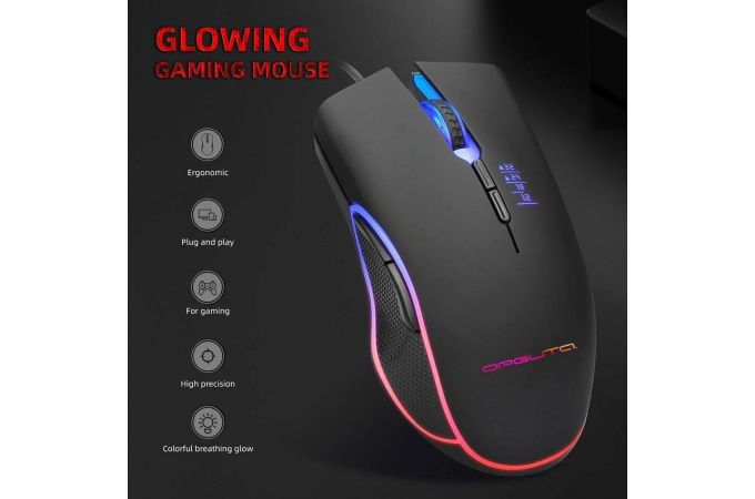 Мышь проводная оптическая Орбита OT-PCM65 RGB (USB, 3200 dpi, 7 кнопок) (черный)