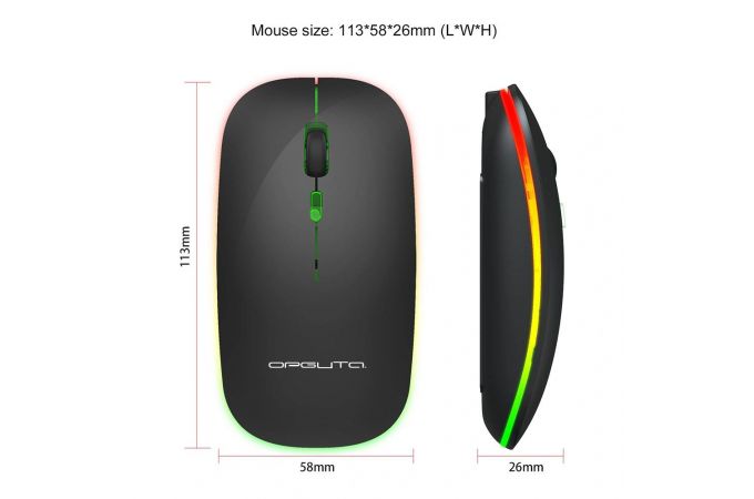 Мышь беспроводная Орбита OT-PCM66 RGB (USB/Bluetooth,аккум) (серый)