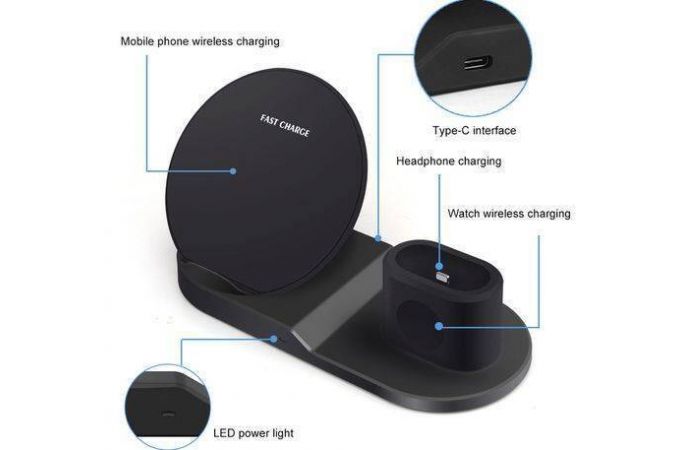 Беспроводное зарядное устройство 2 в 1 Орбита WS-19 (CAA07, 10W) (черный)