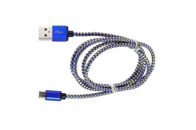 Кабель USB - MicroUSB Орбита OT-SMM04, 1A (в оплетке, упаковка 10шт) 1м (желто-синий)