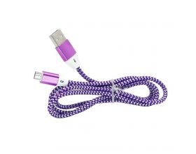Кабель USB - MicroUSB Орбита OT-SMM28 (12) 2A (фиолетовый) 1м (в оплетке, упаковка 20шт)