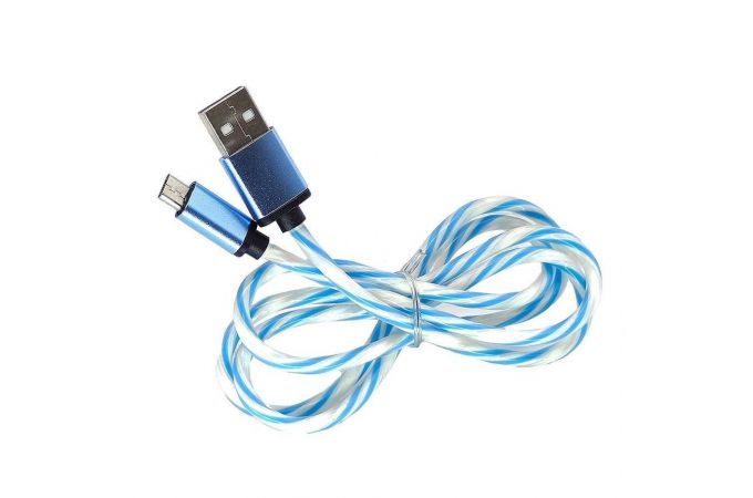 Кабель USB - MicroUSB Орбита OT-SMM48 2A (бело-голубой) 1м (упаковка 20ШТ)
