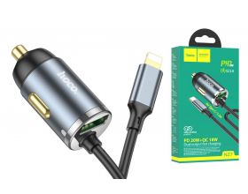 Автомобильное зарядное устройство АЗУ USB + кабель Type-C HOCO NZ7 20W+QC3.0 (черный)