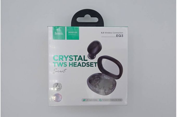 Наушники вакуумные беспроводные HOCO EQ3 Smart true wireless BT headset (черный) (УЦЕНКА! МЯТАЯ УПАКОВКА)