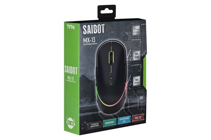 Мышь игровая беспроводная TFN Saibot MX-13 черная 100-2400 dpi /LED подсветка