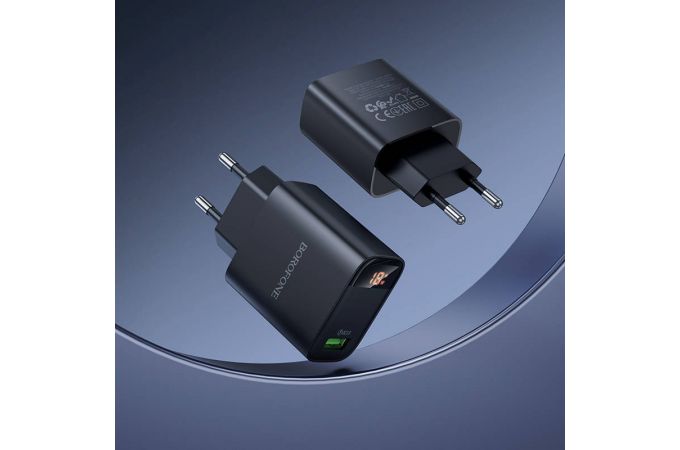 Сетевое зарядное устройство USB + кабель Type-C BOROFONE BA95A Ilustre with digital display (черный)