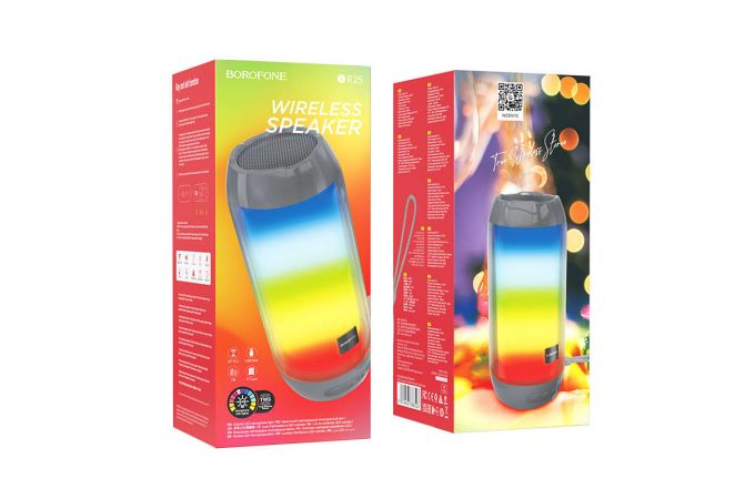Портативная беспроводная колонка BOROFONE BR25 Crazy sound colorful luminous BT (серый)