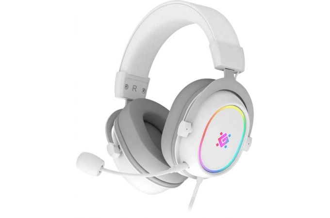 Гарнитура игровая Defender Halo белый RGB / мембрана 50 мм. / кабель 2.0 м