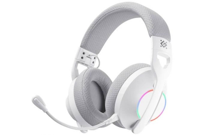 Гарнитура игровая беспроводная Defender Weaver PRO белый BT и 2.4G / RGB / съемный микрофон