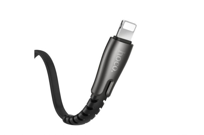 Кабель USB - Lightning HOCO U58, 2,4A (черный) 1,2м (с усилением сгиба)