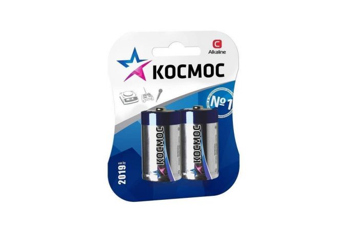 Батарейка алкалиновая Космос LR14 BL2 блистер цена за 2 шт