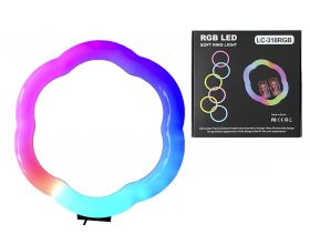 Кольцевая лампа RGB LC-318 многоцветная (31 см) "цветок" для фото и видеосъемки (без треноги, черный)