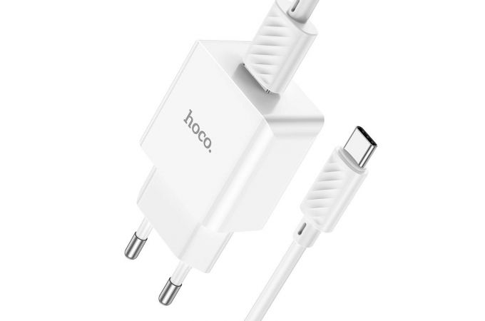 Сетевое зарядное устройство USB + кабель Type-C HOCO C106A Leisure (белый)