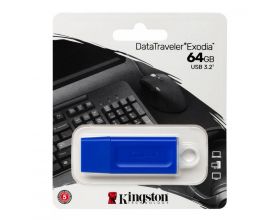 USB флеш накопитель 64 Gb Kingston DataTraveler Exodia Blue KC-U2G64-7GB / USB 3.2 / белое кольцо