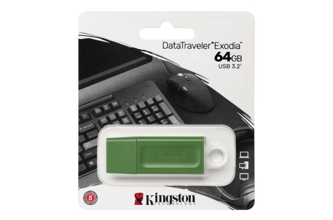 USB флеш накопитель 64 Gb Kingston DataTraveler Exodia Green KC-U2G64-7GG / USB 3.2 / белое кольцо