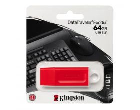 USB флеш накопитель 64 Gb Kingston DataTraveler Exodia Red KC-U2G64-7GR / USB 3.2 / белое кольцо