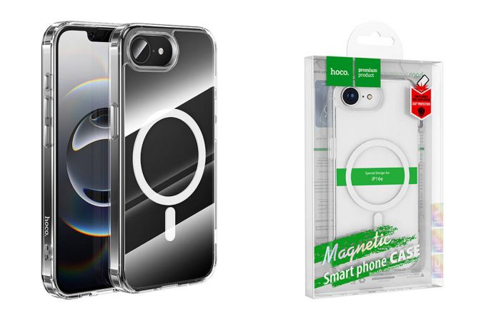 Чехол для телефона iPhone 16е HOCO Magnetic airbag anti-fall protective shell (прозрачный)