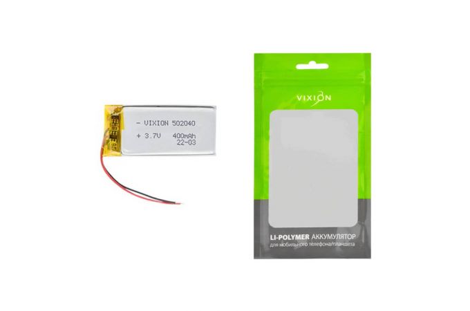 Аккумулятор универсальный 5x20x40 mm 400mAh (3,7V Li-Pol) (Vixion)