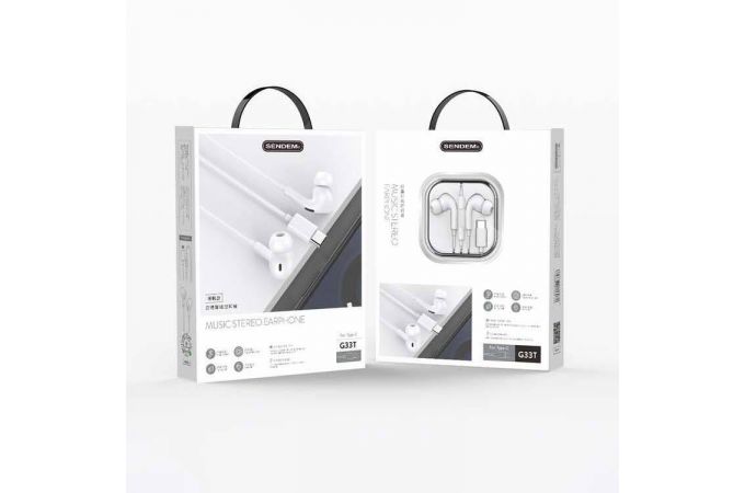 Наушники вакуумные проводные SENDEM G33T штекер Type-C (белый)