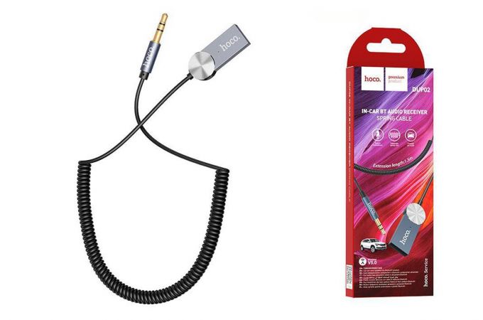 Bluetooth адаптер для автомагнитолы HOCO DUP02  spring cable (AUX-USB)