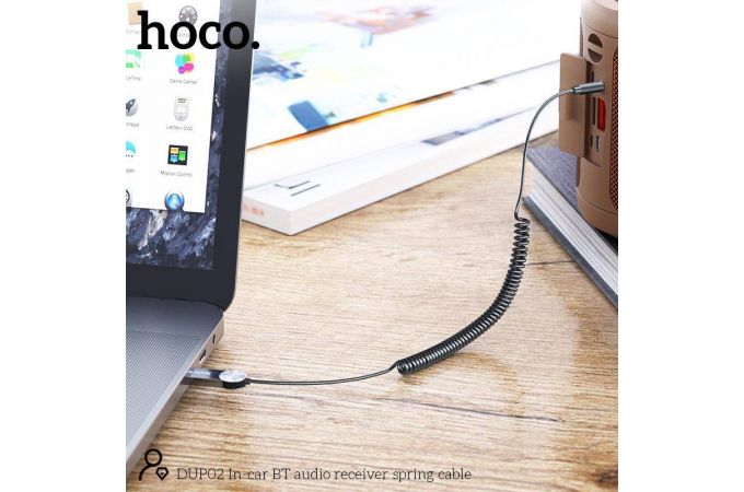 Bluetooth адаптер для автомагнитолы HOCO DUP02  spring cable (AUX-USB)