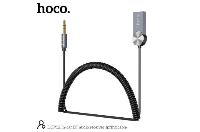 Bluetooth адаптер для автомагнитолы HOCO DUP02  spring cable (AUX-USB)