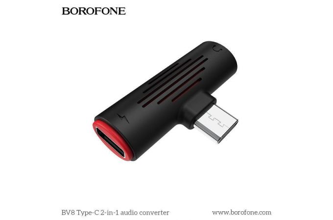 Переходник BOROFONE BV8 Type-C 2-in1 (штекер Type-C - гнездо Type-C+3,5)