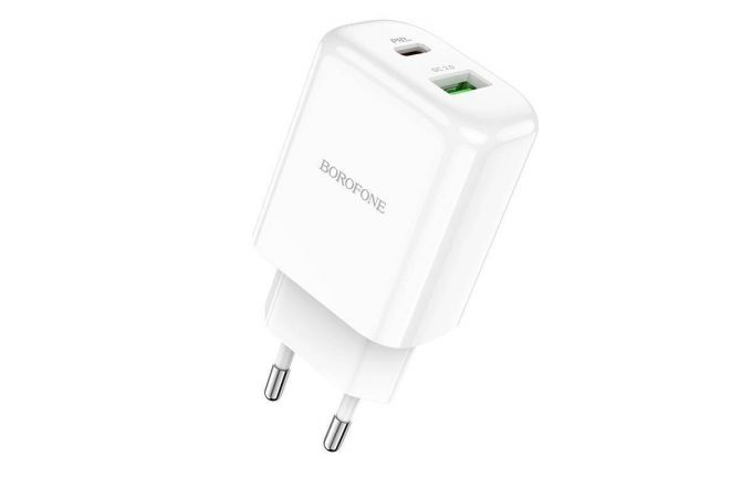 Сетевое зарядное устройство USB + USB-C BOROFONE BN4 Premium PD+ QC 3.0 (белый)