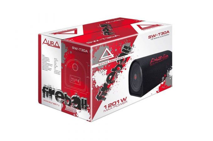 Сабвуфер Aura SW-T30A 12"(30см)корпусной,активный,1201Вт,SPL-90Дб,труба