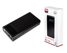 Универсальный дополнительный аккумулятор Power Bank XO PR123, 30000 mAh, 2A вх/вых, USBx4, дисплей, черный (-)