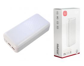 Универсальный дополнительный аккумулятор Power Bank XO NPR-003, 30000 mAh, USB/Type-C, QC 3.0+PD, дисплей, белый