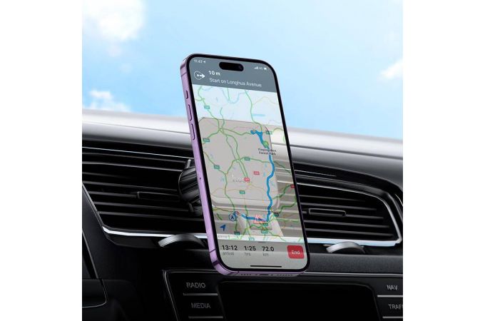 Держатель автомобильный для телефона HOCO H40  магнитный в решетку воздуховода черный