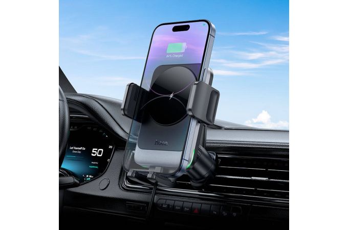 Держатель автомобильный для телефона HOCO HW13  magnetic wireless fast charging car holder(air outlet) (в воздуховод) черный