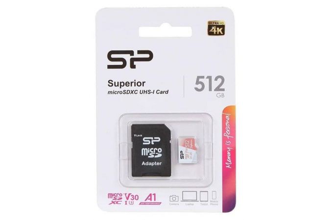 Карта памяти MicroSDXC_512 Gb Silicon Power Superior 100/80Mb/s V30 UHS-I U3 A1 SP256GBSTXDV3V20SP