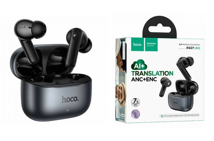 Наушники вакуумные беспроводные HOCO EQ27 Fun ANC+ENC гарнитура с ИИ переводчиком(APP) (серый)