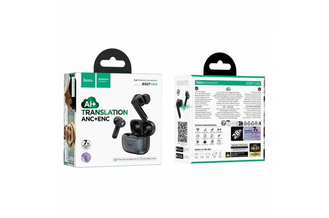 Наушники вакуумные беспроводные HOCO EQ27 Fun ANC+ENC гарнитура с ИИ переводчиком(APP) (серый)