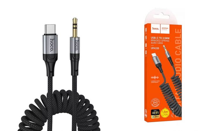 Кабель аудио HOCO UPA33B Clever (штекер Type-C - вход AUX 3.5 mm) 1 метр черный