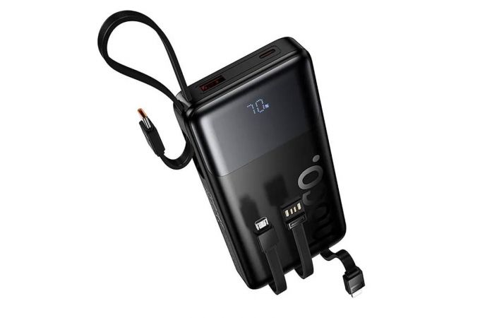 Универсальный дополнительный аккумулятор Power Bank HOCO J156 Founder 22.5W+PD20W с 4 кабелями (10000mA (черный)