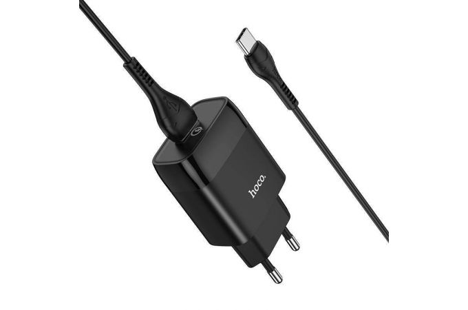 Сетевое зарядное устройство USB + кабель Type-C HOCO C72Q Glorious QC3.0 (черный)