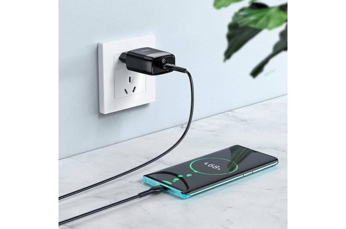 Сетевое зарядное устройство USB + кабель Type-C HOCO C72Q Glorious QC3.0 (черный)
