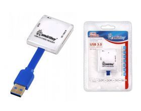 Картридер Smartbuy 700, USB 3.0 - SD/microSD/MS, белый (SBR-700-W)