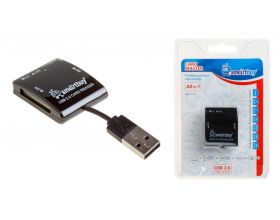 Картридер Smartbuy 713, USB 2.0 - SD/microSD/MS/M2, черный (SBR-713-K)