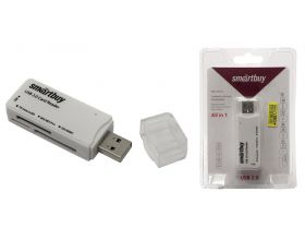 Картридер Smartbuy 749, USB 2.0 - SD/microSD/MS/M2, белый (SBR-749-W)