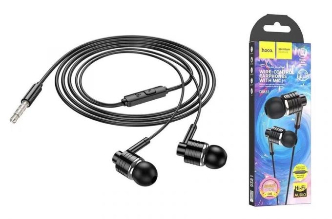 Наушники вакуумные проводные HOCO DM31 universal earphones (черный)