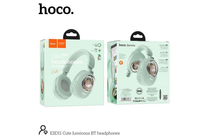 Наушники мониторные беспроводные HOCO ESD11 wireless headphones Bluetooth (мятный)