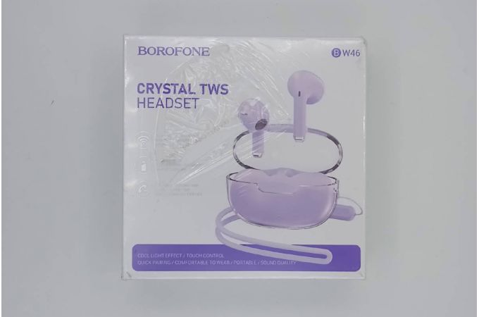 Наушники вакуумные беспроводные BOROFONE BW46 Ice flake  true wireless BT headset Bluetooth (фиолетовый) (УЦЕНКА! МЯТАЯ УПАКОВКА)