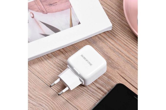 Сетевое зарядное устройство 2USB BOROFONE BA18 2100mAh (белый)